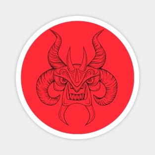 Devil Mask Black Lines Magnet